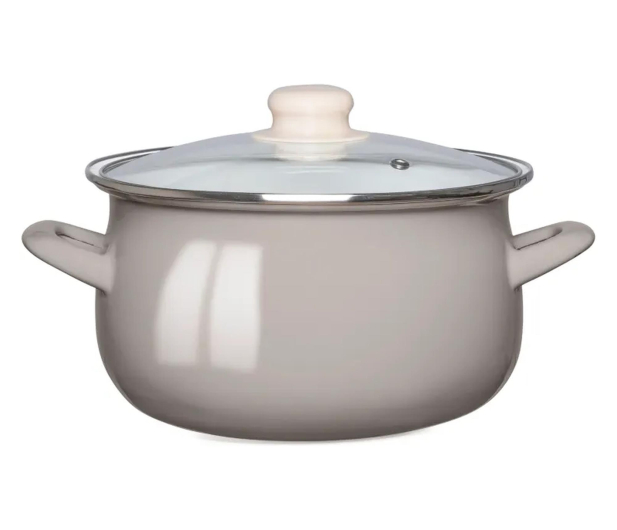 Altom Garnek emaliowany 16 cm z pokrywą szklaną 1,3l taupe - 1580543 - zdjęcie 2
